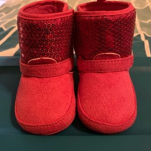 Hot pink sequin & buckle boots babies size 3
